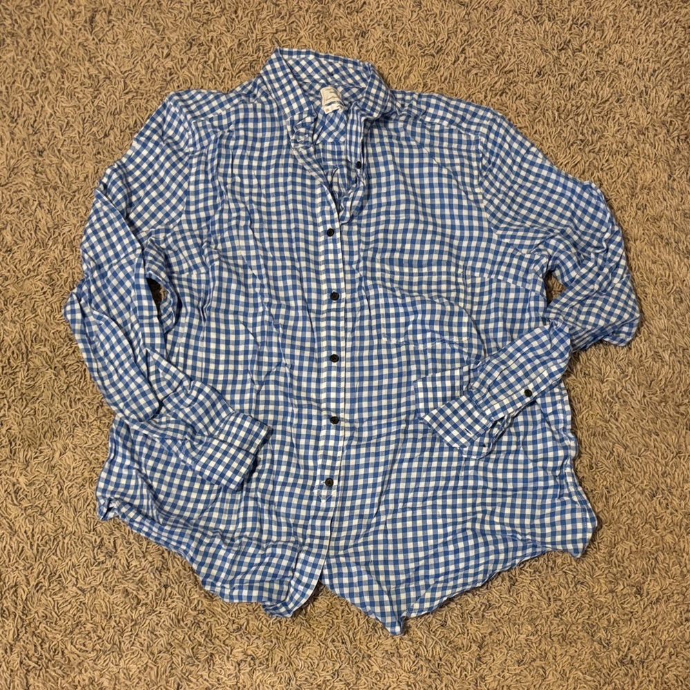 GAP Blue and White Plaid Shirt